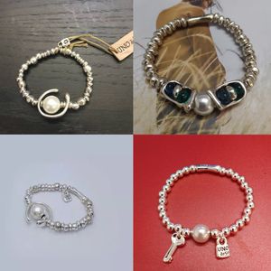 UNOde50 Bracelets à breloques de créateur pour femmes, cadenas en argent 925, double couche de cristal, chaîne de couple, bracelet en cuir de perles, bijoux populaires en Europe et en Amérique