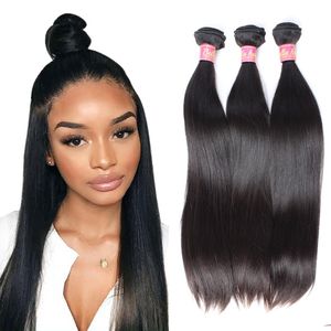 Bella Hair European Virgin Double Weft 3pcs/Lote Silky Cabello liso Bundles Natural Color Extensions Envío gratis