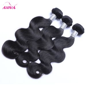 Péruvienne Vierge Cheveux Armure Vague de Corps Ondulés 3/4 Bundles Lot Non Transformé 7A Péruvienne Remy Extensions de Cheveux Humains Naturel Noir 1B # Double Trames