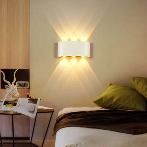 Haut et bas lumière intérieure 2W 4W 6W 8W mur LED lampes AC100V 220V aluminium décorer applique murale chambre mur LED lumière