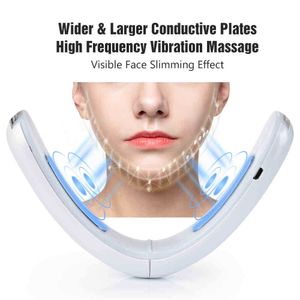 Up Chin V-Line Lift Belt Machine Red Blue LED Photon Therapy Face Slimming Vibration Massager Lifting Device V Face care Q0519