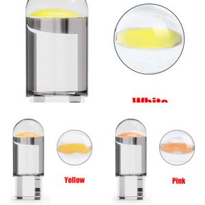 Mise à niveau 10pcs W5W LED T10 Car Light Cob Glass 6000K White Auto Auto Plaque d'immatriculation Lampe Dome Read Drl Bulb Style 12V