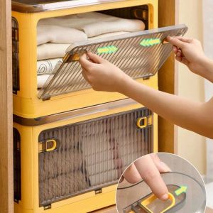 Améliorer l'organisateur de placard de rangement pliable Organisateur de coffre-fort empilable avec roues Rangement à domicile Grands Capacités Snack Toy Bin1