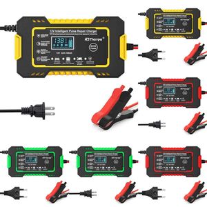 Mise à niveau du nouveau chargeur Intelligent de batterie automobile 12V 6a, avec écran tactile LCD, pour la réparation des impulsions, acide au plomb sec et humide