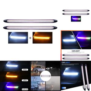 Mise à niveau nouveau 2 pièces/ensemble voiture LED feux diurnes coloré clignotant phare étanche modifié Streamer bande DRL lumières