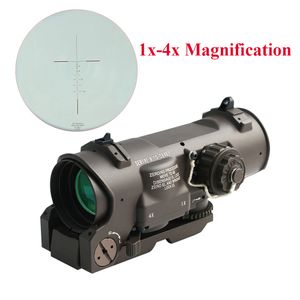 Mise à niveau DR 4x Loupe Portée 4 Grossissement Télescope Rouge Illuminé Mil-Dot Optique Tactique Chasse Riflescope Red Dot Sight