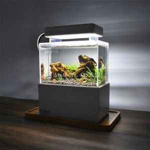 Réservoir en plastique amélioré avec lumière LED, bol à poissons de bureau avec Filtration de l'eau, pompe à Air silencieuse, Mini Aquarium Y2009222755