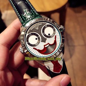 Version améliorée Konstantin Chaykin Joker Créativité unique Green Inner Joker Dial NH35A Automatic Mens Watches Silver Case Leather Strap