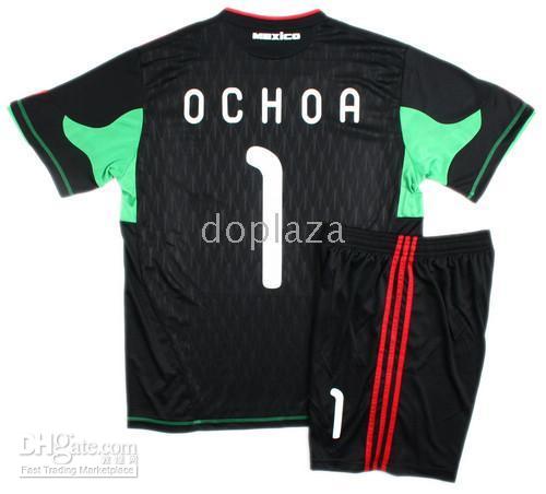 2017 Mexico Away Black 1# Ochoa Jerseys! Newest Fifa 2010 World Cup Mexico Jerseys Wholesale 