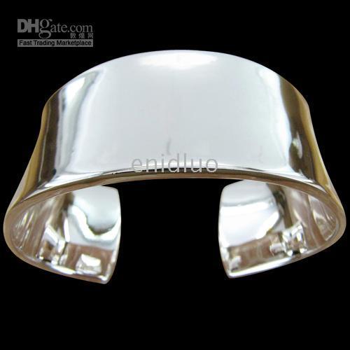 STERLING SILVER PLATED BIG SMOOTH WIDE CUFF BANGLE BRACELETS WHOLESALE ...