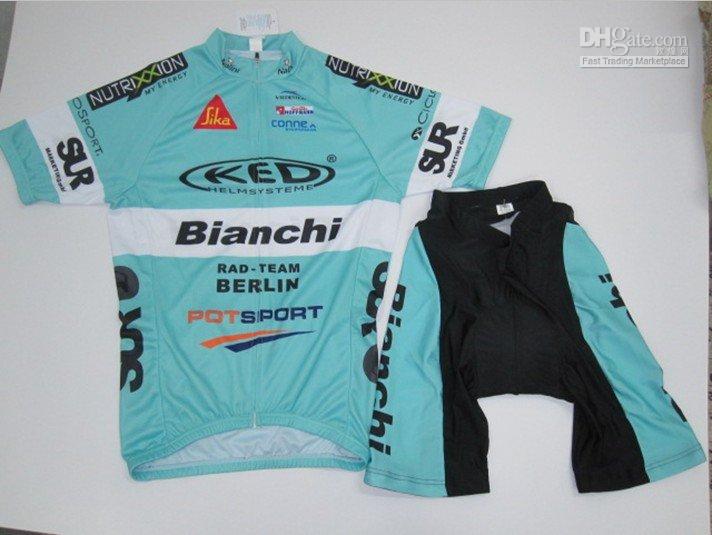Wholesale Blue Bianchi short sleeve Cycling wear (Shirt+Short)