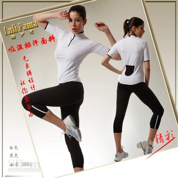 Wholesale Women cycling wears(short sleeve shirts+capri tights)&amp;quickdry fabric