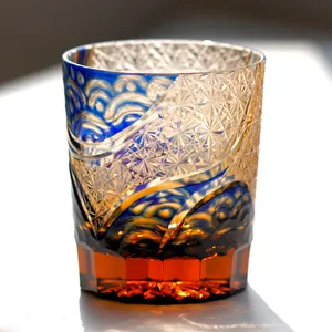 Verres à whisky haut de gamme Edo Kiriko, gravure tchèque tchèque, tasse à boissons, coupe à la main pour verre de couleur claire, gobelet à whisky