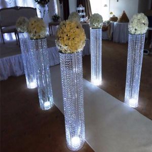 Decoración de centros de mesa de boda de lujo, cuentas de cristal acrílico, soporte de flores, guía de plomo para eventos, fiestas y carreteras, 10 Uds.