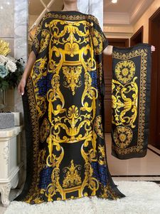 Robes sexy urbaines Nouvelles robes de soie de mode de design africain pour femmes Abaya d'été avec foulard Maxi Bazin Vintage Long Slve Robe Robe Sexy Lady Pary T240510