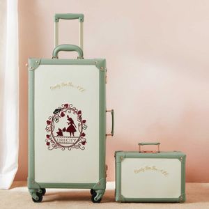 Urecity, bonita maleta con ruedas bordadas para mujer, candado combinable, juego de equipaje de carcasa dura Vintage con ruedas giratorias