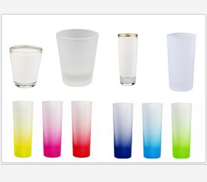 Entrepôt local américain 1,5 oz 3 oz Verre à shot par sublimation blanc givré Verres à vin de couleur dégradée Gobelet pour bar Impression par transfert de chaleur vierge Bol en verre d'alcool