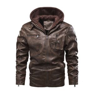 Us Mens Multi Poche Grande Veste En Cuir Pu Coton Manches Longues Zip Amovible À Capuche SGTQ