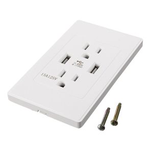 Enchufe de EE. UU. Tipo 110V Adaptador de cargador USB dual Enchufe de pared Placa de panel de toma de corriente eléctrica Blanco