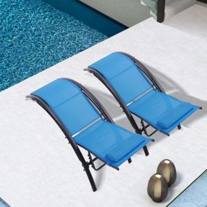 US STOCK 2PCS Set Chaise Lounges Outdoor Lounge Chair Tumbona reclinable para Patio Lawn Beach Pool Side Sunbathing W41928444