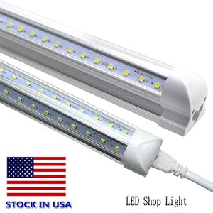 US Stock 8FT LED Shop Light Fixture 72W Cool White Dual Row V Shape T8 Tubo integrado Cooler Lights para garaje Workshop 25-pack