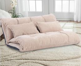 US STOCK Fourrure Oris. Canapé de jeu vidéo de canapé-lit de loisirs moderne pliable réglable avec deux oreillers WF008064DAA