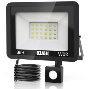 US STOCK Reflectores de seguridad con sensor de movimiento 20W 2200LM Reflector LED Sensor PIR 6000K Luces al aire libre IP66 a prueba de agua para jardín Patio trasero Garaje