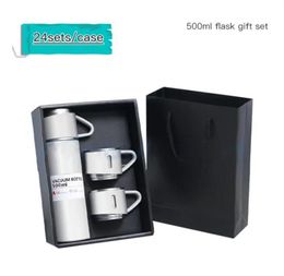 US STOCK US Stock 500ml Sublimation Fiole à vide Coffret cadeau Coffret cadeau thermos isolé sous vide en acier inoxydable 500 ML Fiole à vide avec 3 couvercles pour café thé bricolage