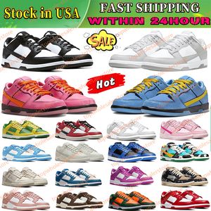 US Stocking Designer Chaussures de course Panda Men Low Sneakers Blanc Blanc Black Entrepôt local Triple Pink Team Orange Green Aux USA DNGATE MENS