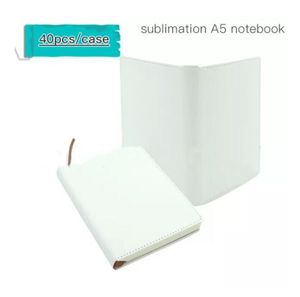 US Warehouse Sublimation Blanks Bloc-notes A5 Blanc Carnets de notes en cuir PU Impression par transfert de chaleur recouvert de cuir avec papiers intérieurs Rubans adhésifs