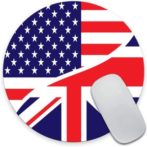 USA drapeau américain et l'Union Jack drapeau britannique tapis de souris personnalisé tapis de souris rond antidérapant en caoutchouc tapis de souris 7,9 pouces
