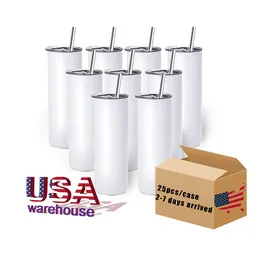 USA CA entrepôt en stock acier acheter des tasses vierges sublim 20 oz maigre en acier inoxydable sublimation gobelets droits