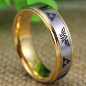 !USA s EC BIJOUX DE LUXE 6MM COMFORT FIT ZELDA SILVER TOP GOLDEN STEPS TUNGSTEN WEDDING RING