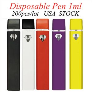 USA STOCK 1.0ML stylo vape jetable E-cigarette Pod huile épaisse vide taille de la paume stylos en forme de batterie rechargeable 280mah batterie vaporisateur à bobine en céramique D7 200 pièces/lot