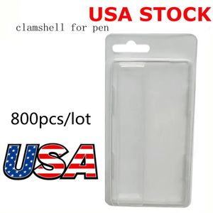 USA Stock Clamhell Emballage pour 2 ml 1 ml Disposable Vape Pen Blister Blister Package Pack de vaporisateurs pour la carte papier à stylos OEM 800pcs / Lot avec cintre vide