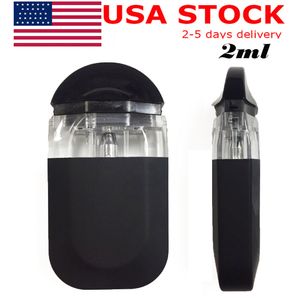 USA STOCK Stylo Vape jetable 2 ml Pods plats E-cigarettes Vide Cartouche d'huile épaisse rechargeable 280 mAh Batterie Bobine en céramique Vaporisateur Stylos d'échantillon Logo personnalisé Boîte OEM