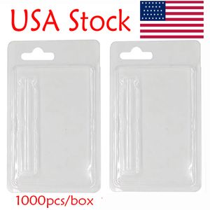 USA Stock Vape Cartouche Emballage Blister Pack Cas 1ml 0.8ml Chariots Clear Hanger Atomiseurs Paquet En Plastique Clam Shell Logo Personnalisé Cartes E Cigarettes 1000pcs une boîte