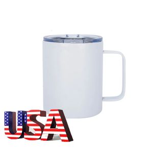 USA Warehouse 25PACKS 12oz Banks Tumbler Cups Tasse à café à sublimation à double paroi en acier inoxydable sans soudure avec poignée 240117
