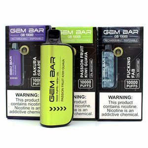 USA Warehouse Gem Bar GB10000 Smart Jetable Vape Liquid Batterie Affichage Écran LED 20 ml de jus électronique pré-rempli 15 saveurs en stocks Mesh Coil Factory prix de gros