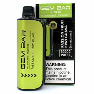 USA Entrepôt en stocks Original Gem Bar GB10000 Jetable Vape Smart LED Batterie Écran d'affichage liquide OEM ODM Personnaliser le logo des marques Distributeur en gros Prix
