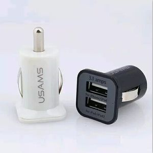 USAMS 5V 3.1A USB double 2 ports adaptateur secteur chargeur de voiture charge pour iPhone 6s HTC LG Samsung S7 S6 edge universel