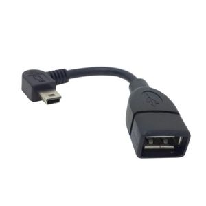 USB 20 Une femelle OTG à gauche à gauche à 90 degrés Mini B Câble masculin 10cm pour le transfert de données et la charge d'alimentation compatible avec les appareils Android