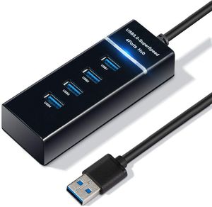 Hub USB 3,0 de 4 puertos, multiconcentradores de alta velocidad, expansión divisora USB para unidades Flash, adaptador para ordenador y portátil