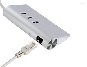 Usb 3.0 Hub con tarjeta LAN Gigabit a puerto de aleación de aluminio 3 de red externa con cable RJ45 para Mac