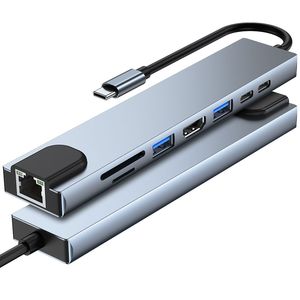 Hub USB C Dock vers Rj45 Lan 100M Adaptateur OTG avec lecteur PD TF SD pour PC
