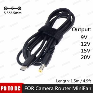 USB C/Type-C PD a 9V 12V 15V 20V 5.5x2.5 mm DC Jack Enchip adaptador Cable de carga Wifi Camera de enrutador Cable de cargador 65W Cable