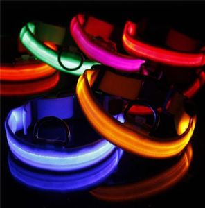 Cable de cable USB LED Nylon Dog Collars Dog Gat Arnese Flashing Light Up Night Safety Pet Collar Multi Color sxl Christmas4970466