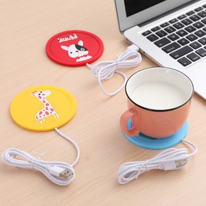 Tapis de tasse de boisson de chaleur de réchauffeur de tampons de tasse de Silicone de bande dessinée d'usb gardent la boisson chaude tasses de chauffage caboteur