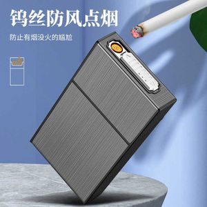 Allume-cigare ultra-mince pour femme, charge USB, coupe-vent et résistant à l'humidité, le fil de tungstène peut contenir 20 pièces CFH7 sans gaz.