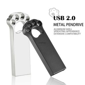 Clés USB Bear Paw Clé USB en métal 128 Go Clé USB à capacité réelle 64 Go Argent Clé USB en gros 32 Go Clé USB à capacité réelle 16 Go